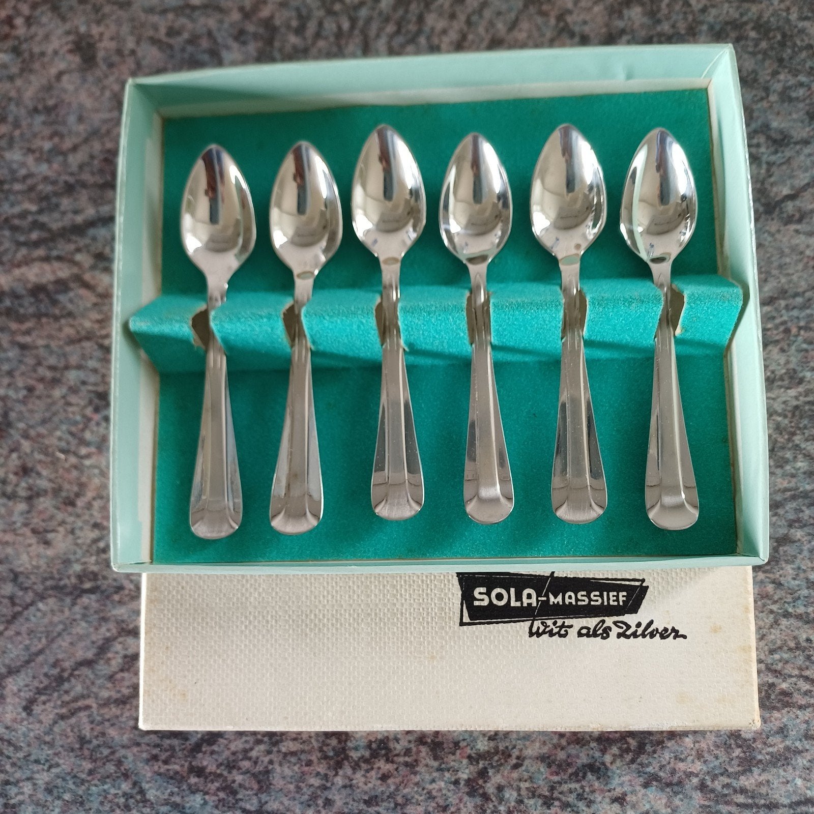 6 Sola massief, Wit als zilver lepeltjes., Antiek en Kunst, Antiek | Bestek, Ophalen of Verzenden