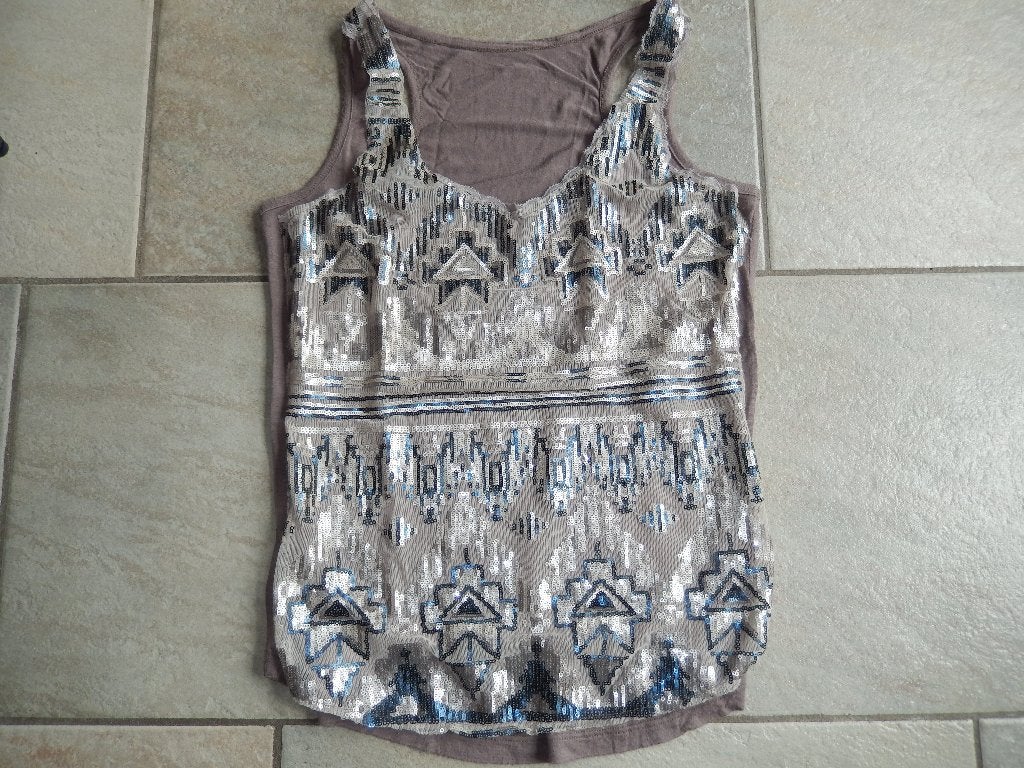 Mouwloze top met pailletten - maat S, Kleding | Dames, Tops, Meerkleurig, Ophalen of Verzenden, Onbekend, Zo goed als nieuw