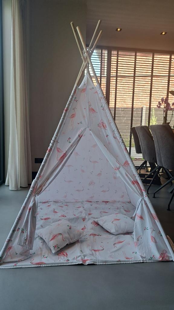 Leuke tipi tent met flamingo print en kussens, Ophalen of Verzenden