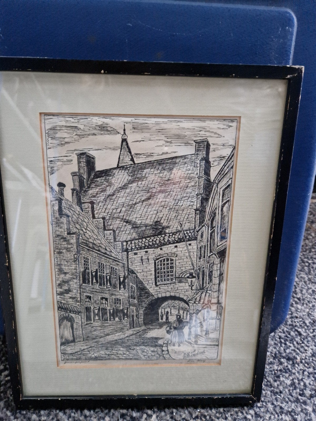 Schilderij Den Haag gevangen poort pentekening, Ophalen of Verzenden