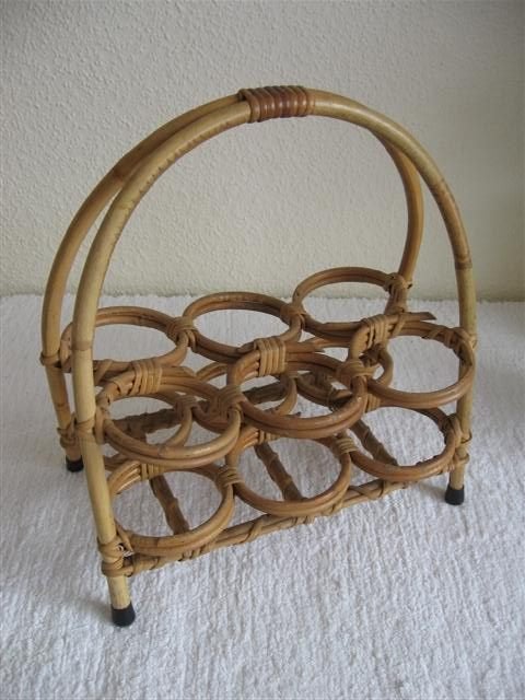 Flessenhouder '60s ( rotan ) Retro/Vintage/Design, Verzamelen, Retro, Ophalen of Verzenden, Huis en Inrichting
