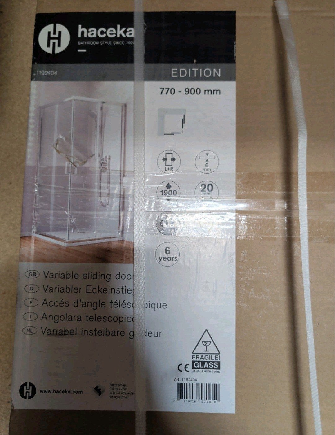 HACEKA EDITION Douchewand 770-900 mm - Nieuw in doos, Ophalen, Nieuw, Glas, Douche