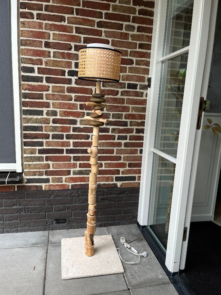 VLOERLAMP landelijk 1,44 cm hoog, Ophalen, E27 (groot), 100 tot 150 cm, Hout