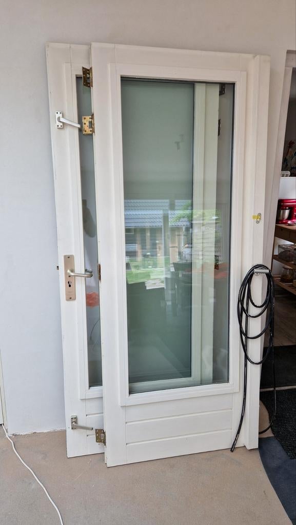 Set openslaande deuren met glas, Gebruikt, 80 tot 100 cm, Ophalen of Verzenden, Buitendeur