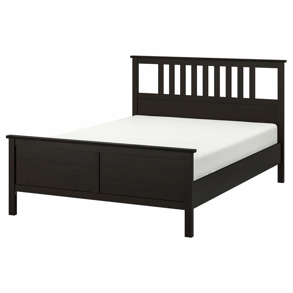 Ikea Hemnes bed | 160 x 200 | Zwart/Bruin | Incl. matrassen, Huis en Inrichting, Slaapkamer | Bedden, Ophalen, Zwart, Tweepersoons