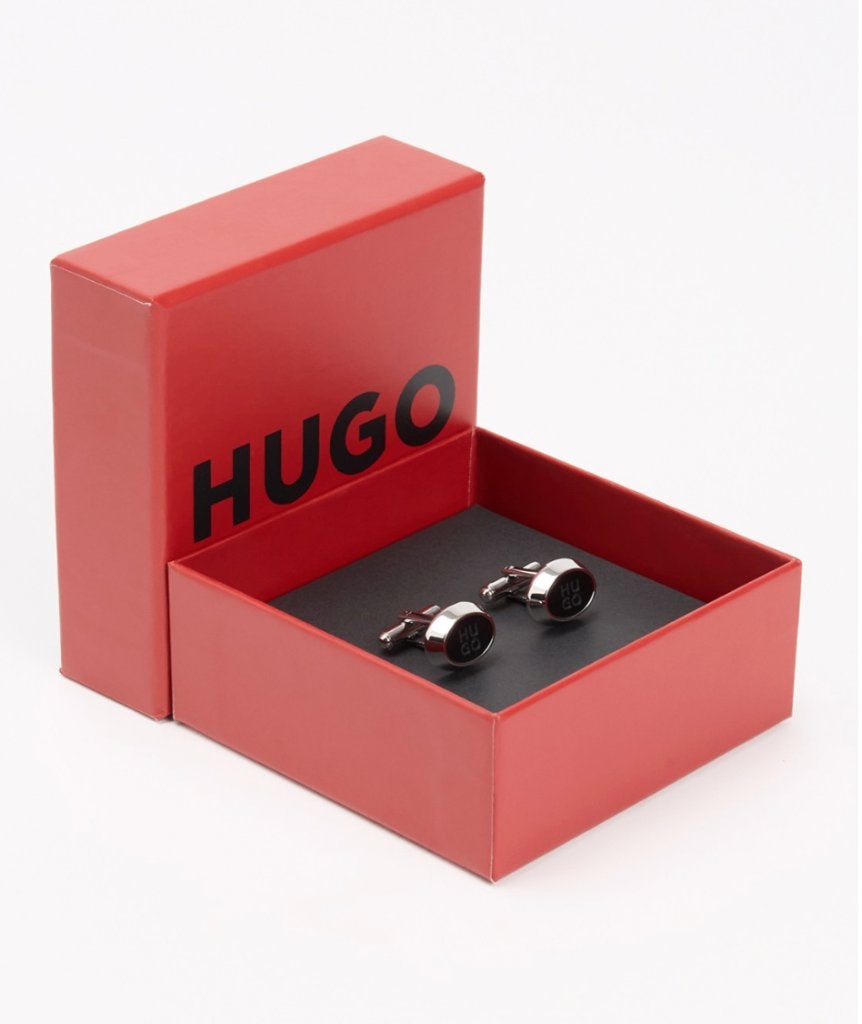 NIEUW! HUGO Boss Manchetknopen met logo – Zilverkleurig, Sieraden, Tassen en Uiterlijk, Ophalen of Verzenden, Nieuw, Overige materialen