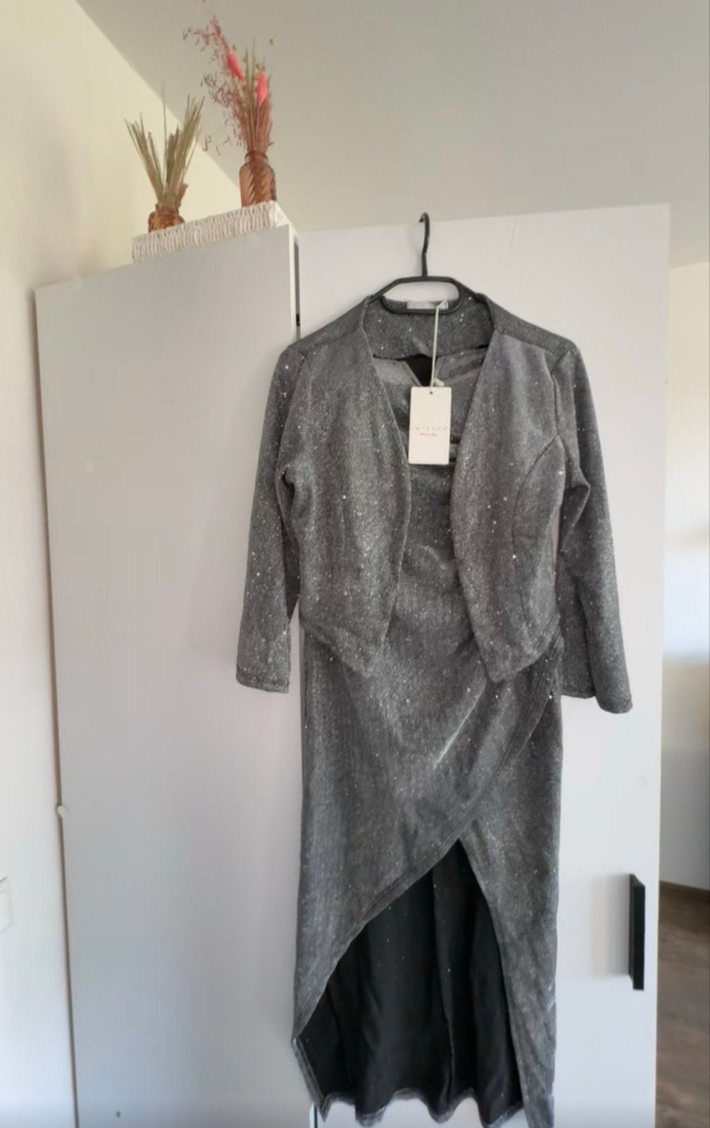 Glitterjurk met bolero - Nieuw met kaartje, Kleding | Dames, Nieuw, Grijs, Onder de knie, Ophalen