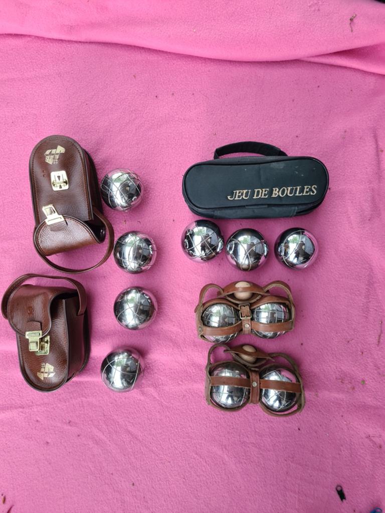 9 stComplete Jeu de Boules set met 9 ballen en tassen, Ophalen of Verzenden, Gebruikt