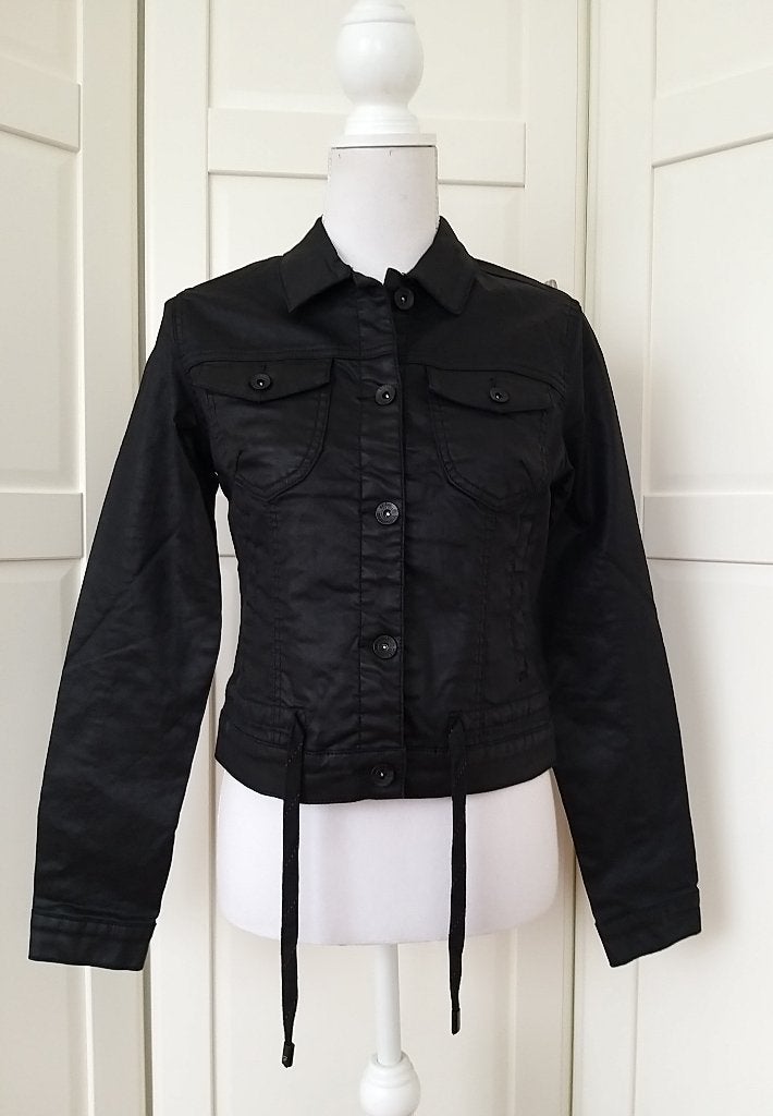 Geisha nieuw zwart coated denim jack jasje jas S 36, Geisha, Zwart, Nieuw, Ophalen of Verzenden