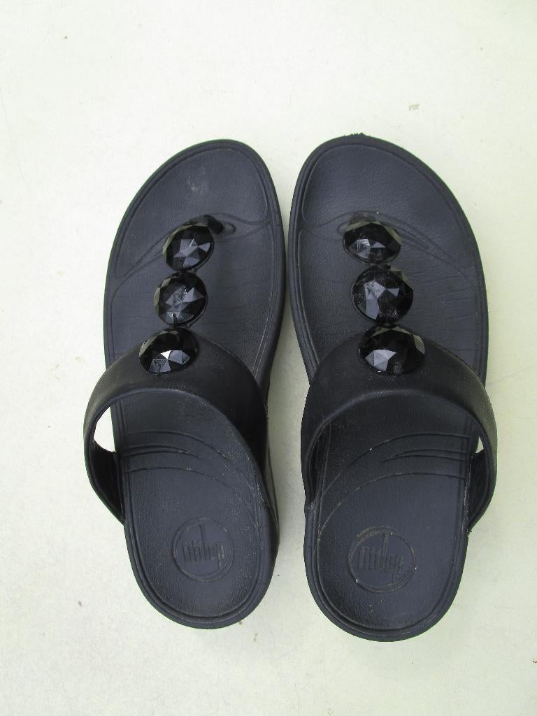 Fitflop zwarte teenslippers, maat 36, Kleding | Dames, Schoenen, Slippers, Zwart, Ophalen of Verzenden, Gedragen