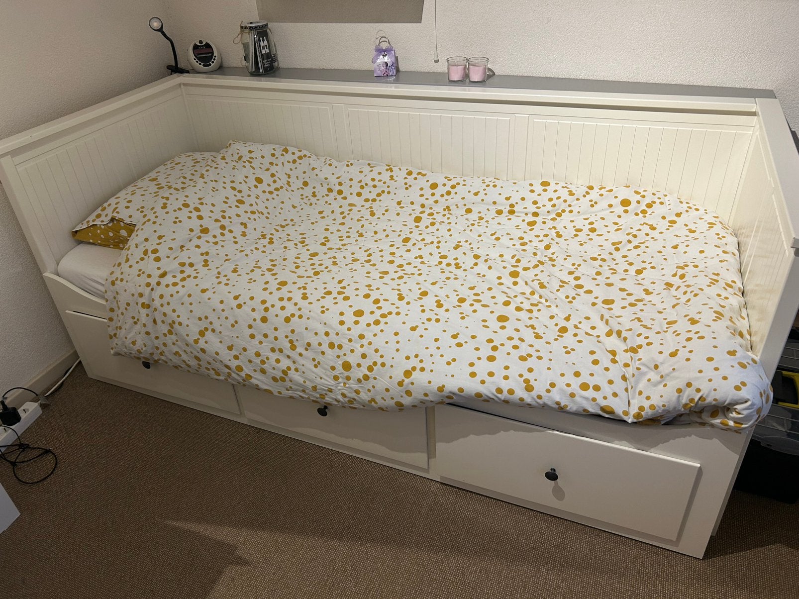 IKEA Hemnes Bedbank 180x200cm, Ophalen, Eenpersoons, Wit, Zo goed als nieuw