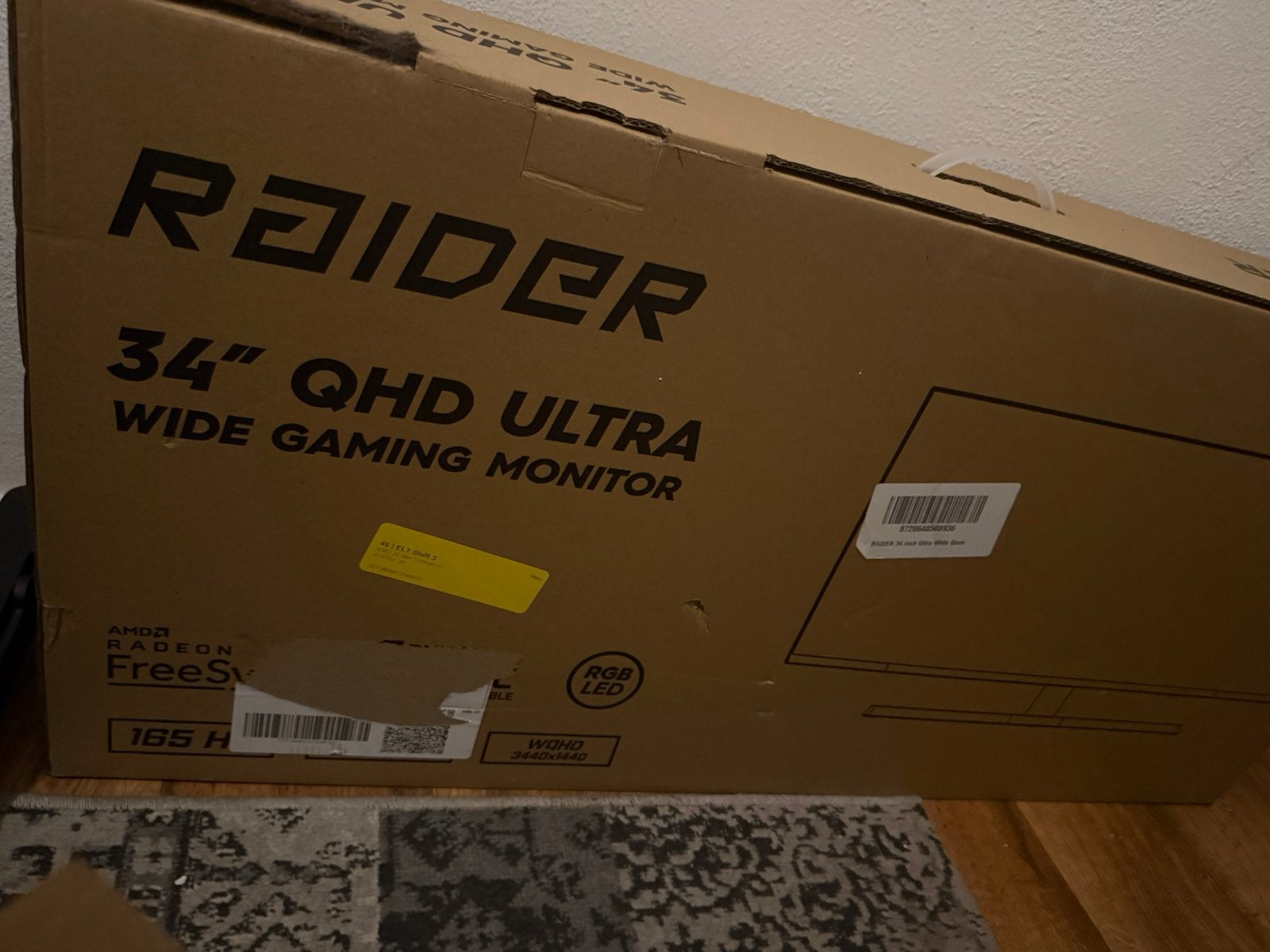 RAIDER 34 inch Ultra Wide Gaming Monitor 165hz, Computers en Software, Monitoren, IPS, Curved, Minder dan 1 ms, Zo goed als nieuw