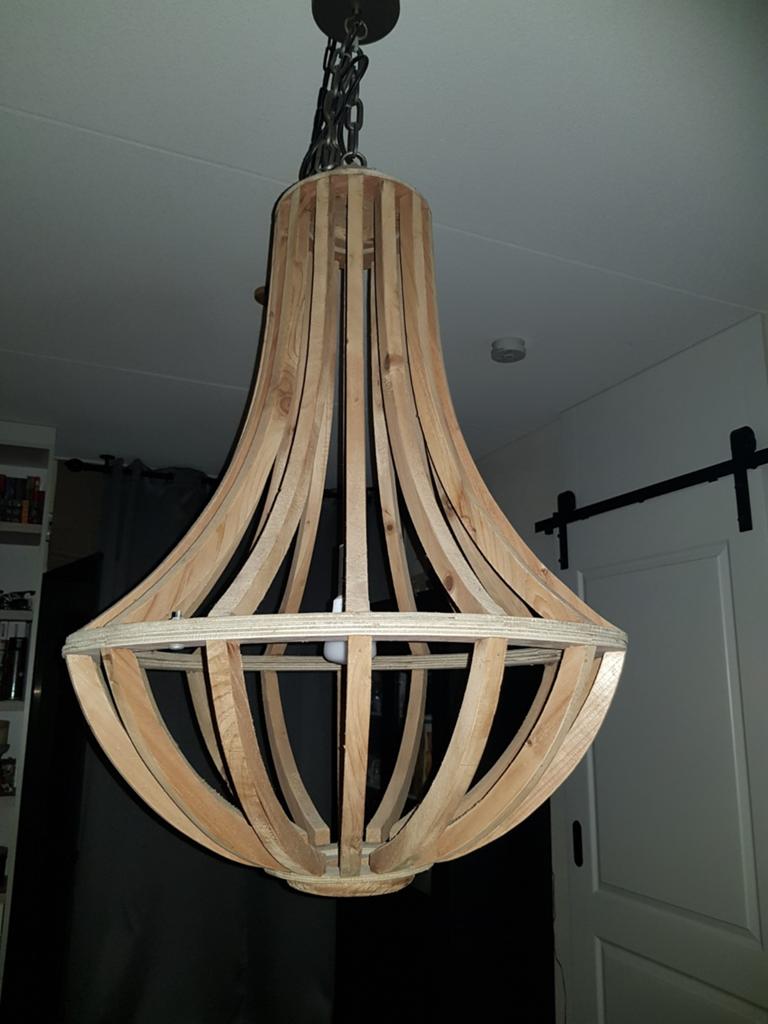 Houten kroonluchter XL, Huis en Inrichting, Ophalen, Zo goed als nieuw, Minder dan 50 cm