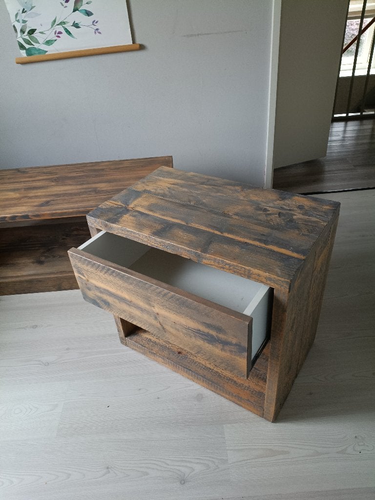 Salontafel en klein ladenblok op wieltjes, Huis en Inrichting, Tafels | Salontafels, Ophalen, Overige materialen, Minder dan 50 cm