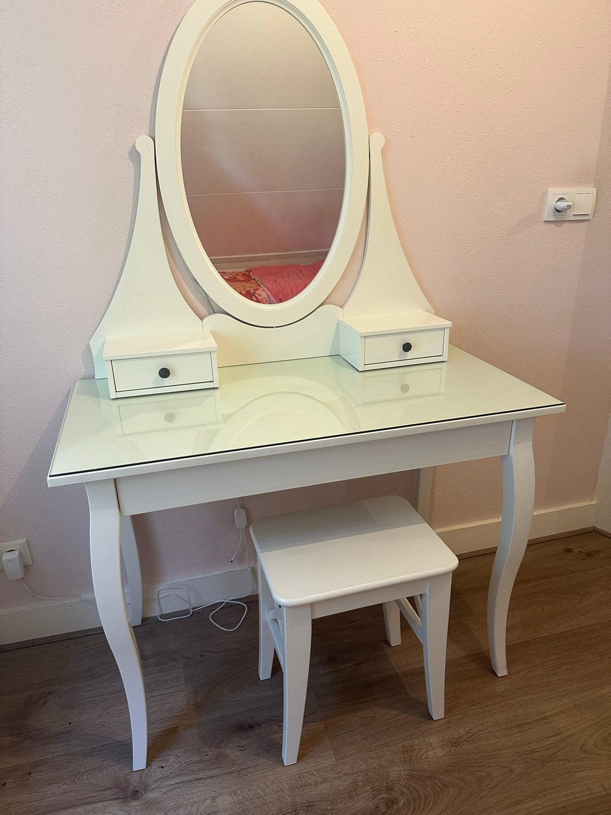 Witte kaptafel spiegel ikea Hemnes, Huis en Inrichting, Ophalen, 50 tot 100 cm, Zo goed als nieuw, 150 tot 200 cm