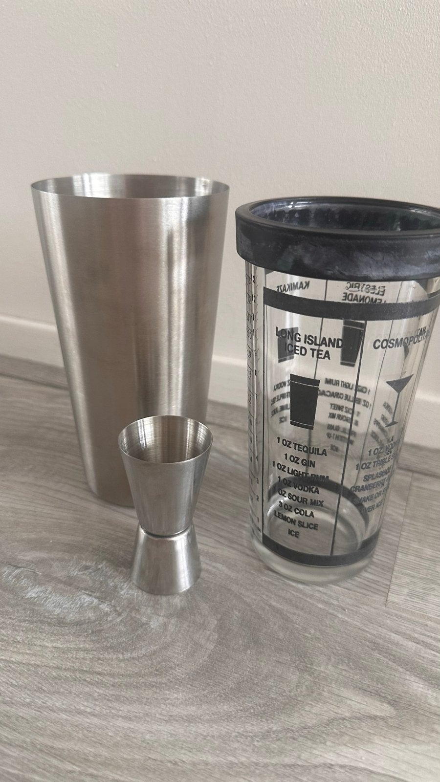 Cocktail Shaker Set - Roestvrij staal met maatbeker, Ophalen, Overige typen, Zilver, Zo goed als nieuw