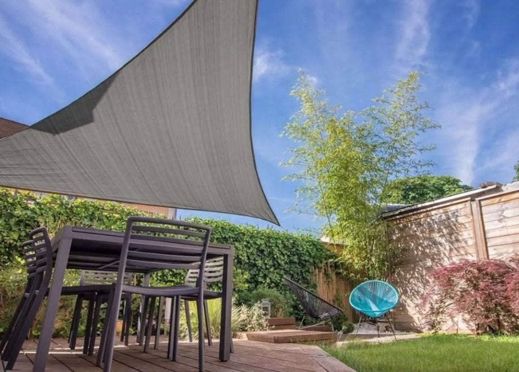 Driehoekig schaduwdoek (5 m), Tuin en Terras, Ophalen of Verzenden, Nieuw