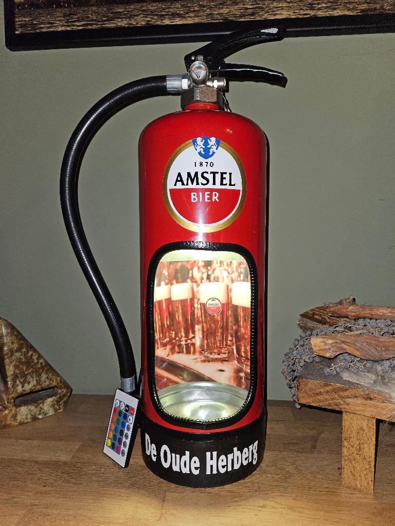 Amstel decoratieve brandblusser lamp, mancave, Ophalen of Verzenden, Nieuw, Minder dan 50 cm