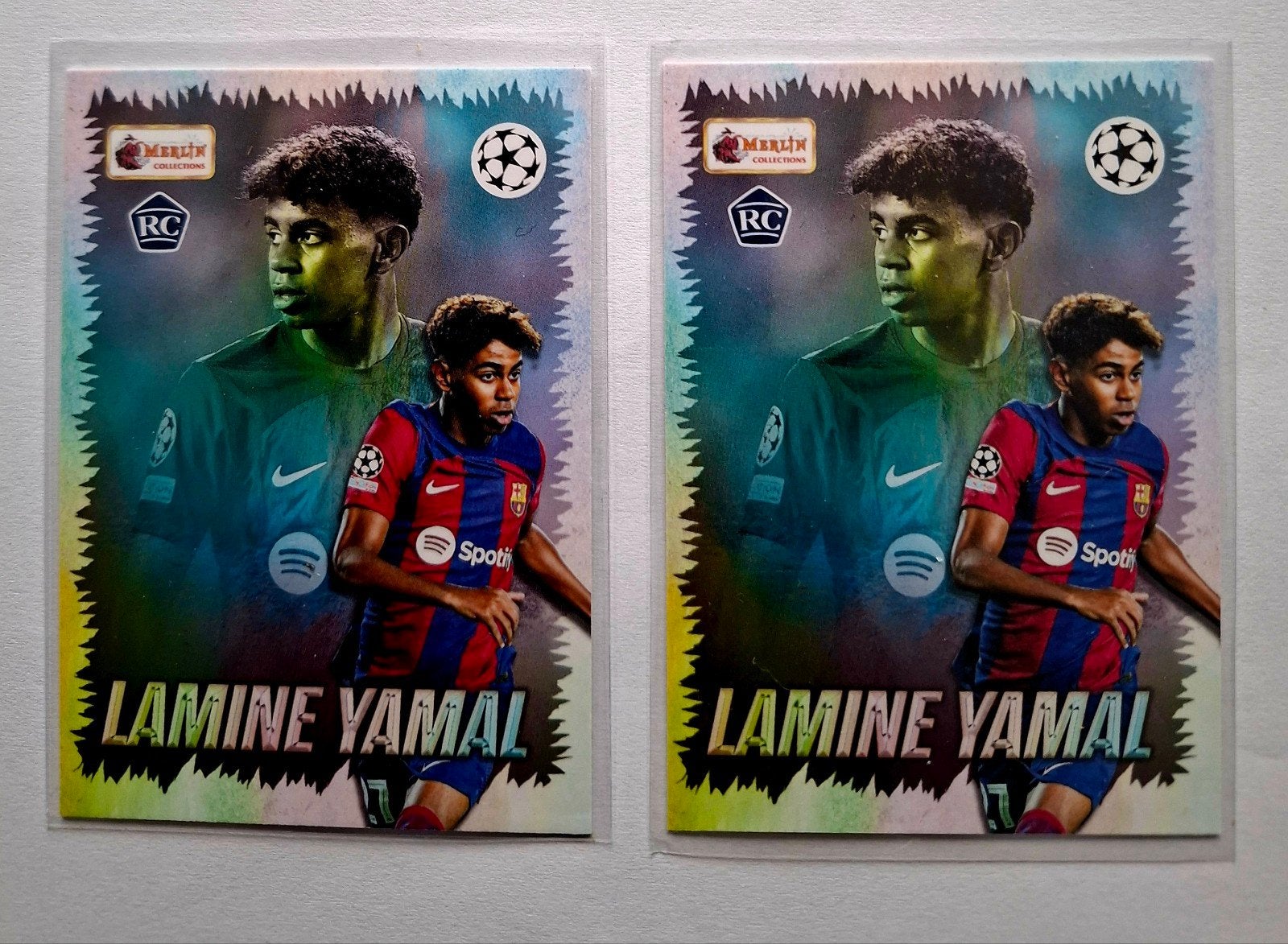 Lamine Yamal Topps Merlin Heritage RC Kaart (2 stuks), Verzamelen, Verzenden, Zo goed als nieuw, Buitenlandse clubs, Spelerskaart