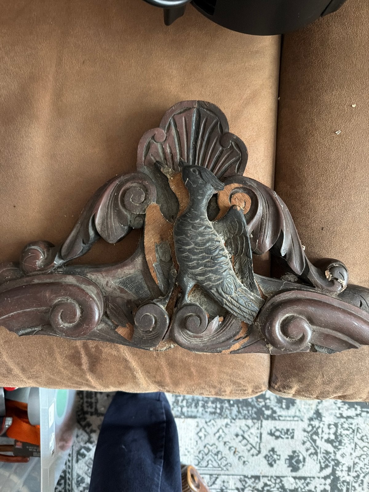 Antiek Houten Ornament met Vogelmotief, Antiek en Kunst, Ophalen of Verzenden