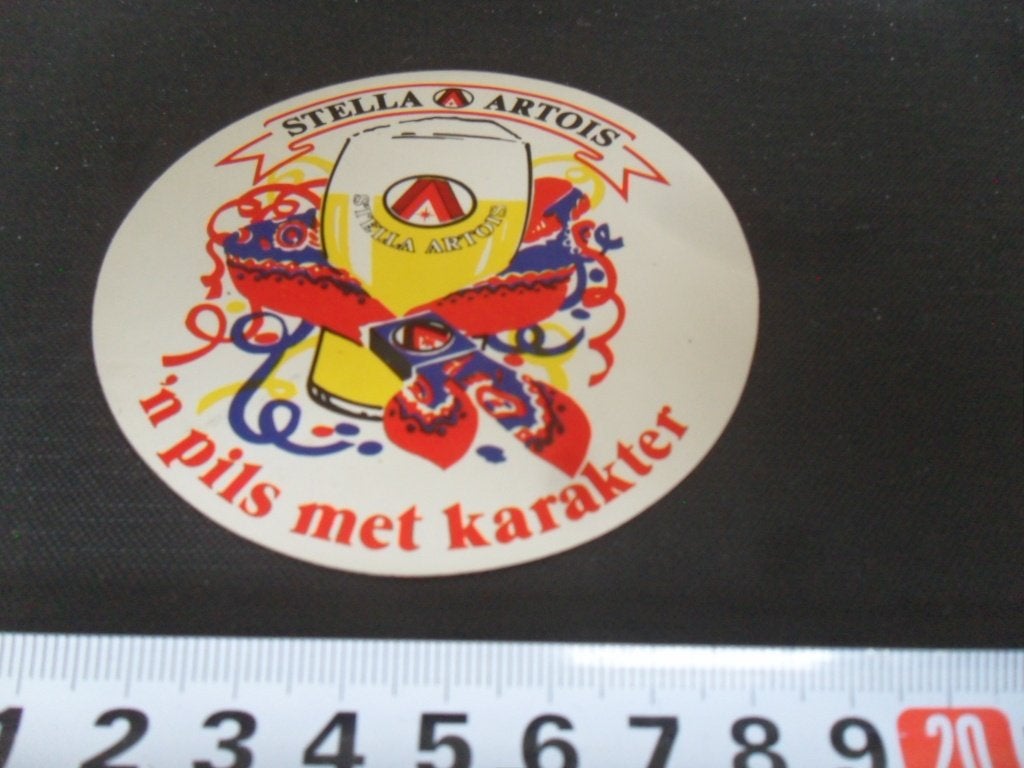 sticker stella artois bier pils met karakter, Ophalen of Verzenden, Zo goed als nieuw