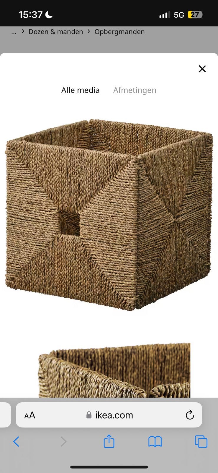 Ikea knipsa mand, Ophalen, Nieuw, Rond, Riet