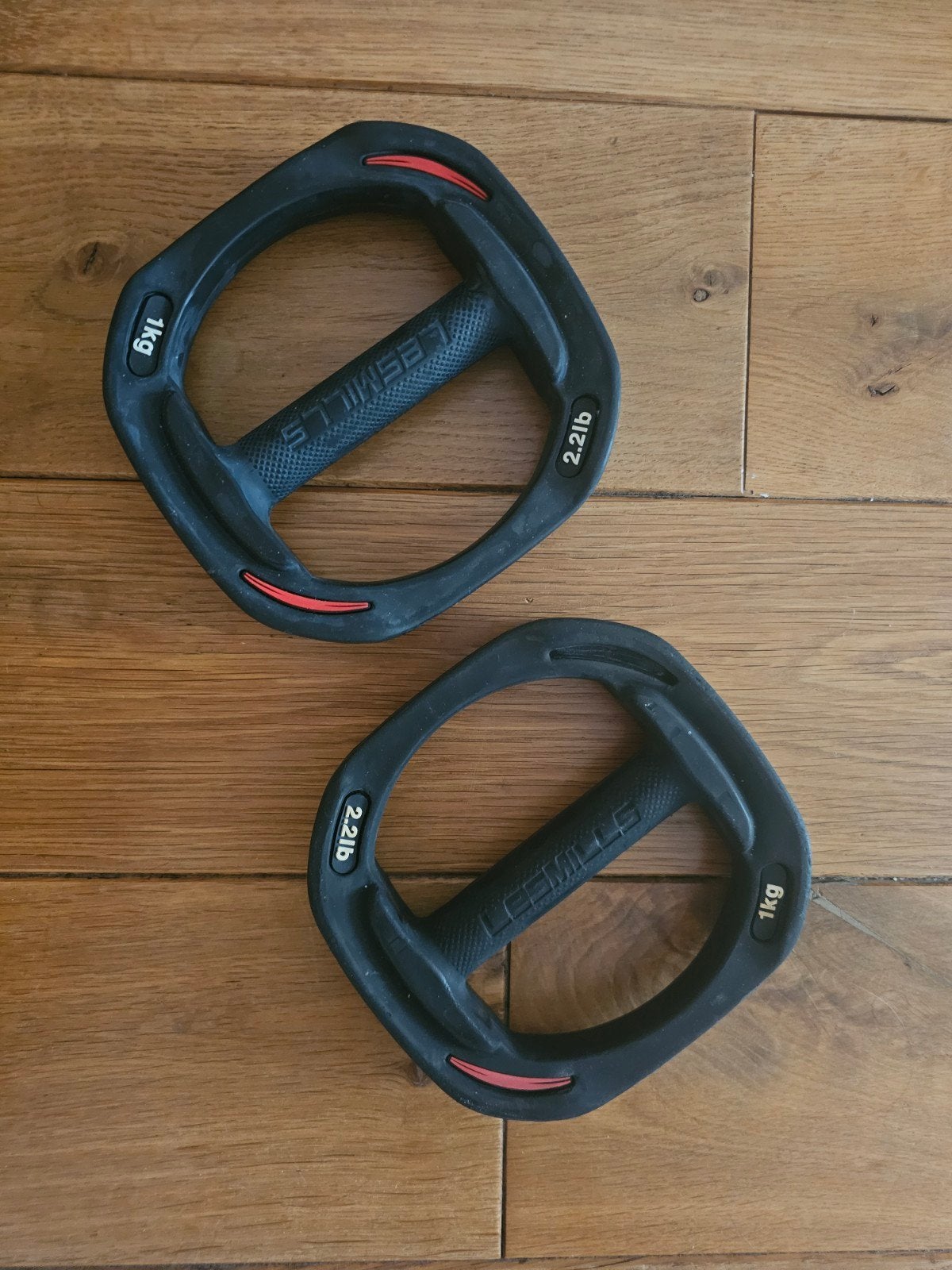 Les Mills Halterschijven 1kg (2 stuks), Ophalen of Verzenden, Gebruikt, Rug, Halterschijven