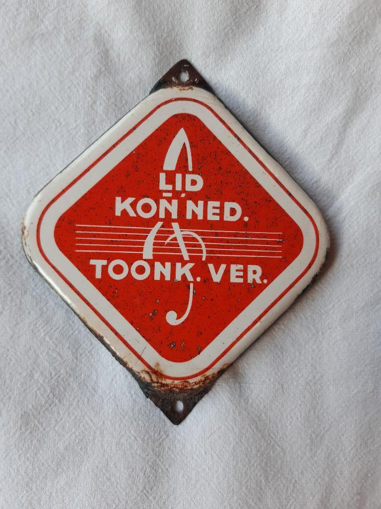 emaille bord bordje toonklank orgineel 50 tiger jaren, Ophalen of Verzenden