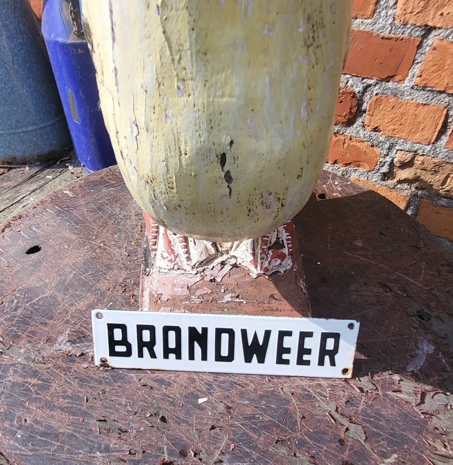 Oud emaille bord "BRANDWEER" - 20 cm, Ophalen of Verzenden