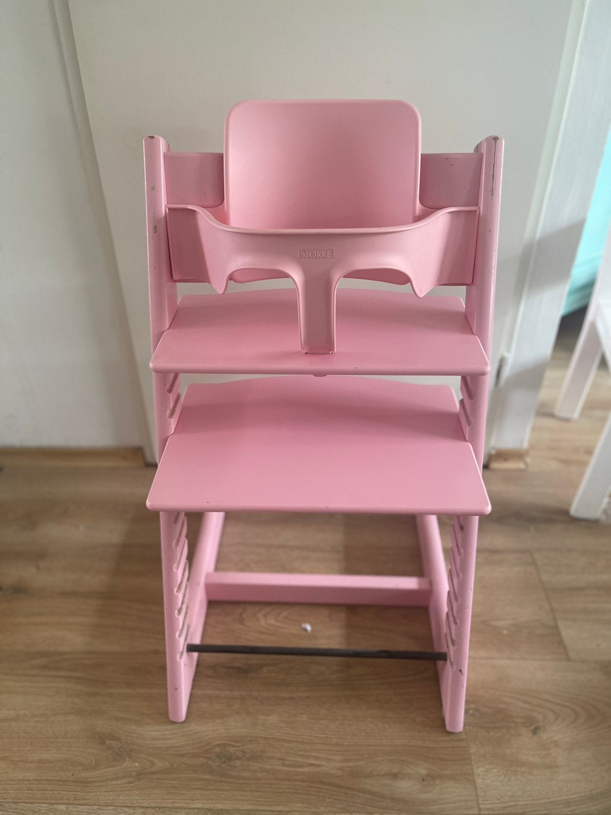 Tripp trapp roze meegroeistoel, Ophalen, Gebruikt, Meegroeistoel, Aanschuifbaar