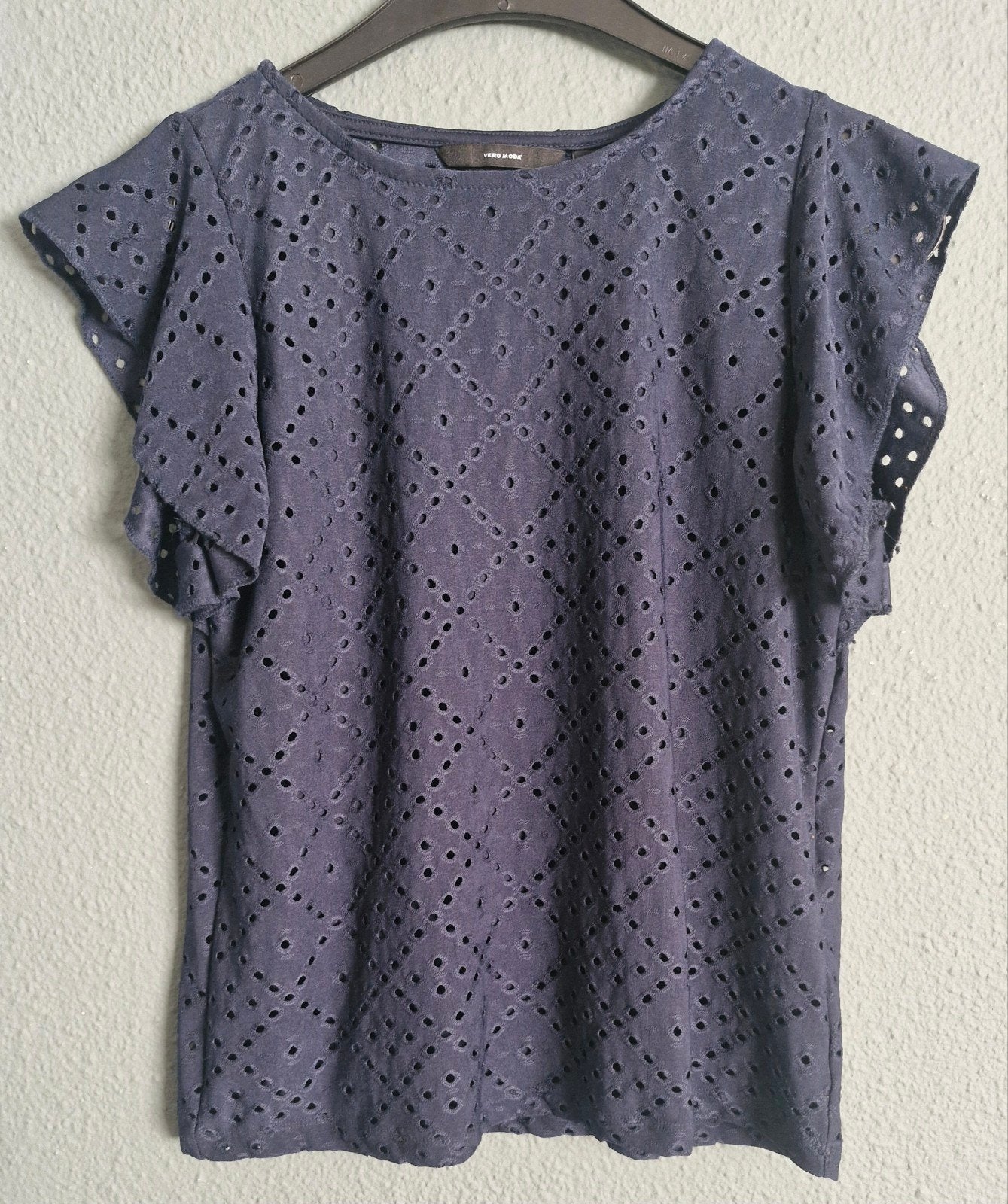 Vero Moda Donkerblauwe Top met Perforaties, Kleding | Dames, Blauw, Vero Moda, Ophalen of Verzenden, Zo goed als nieuw