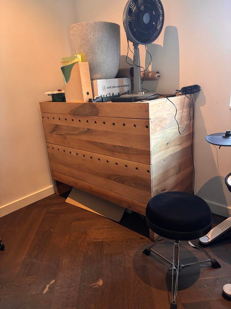 Pilat&Pilat Commode Eikenhout Whitewash - Zware Kwaliteit, Ophalen, Gebruikt, 100 tot 150 cm, 1 of 2 laden
