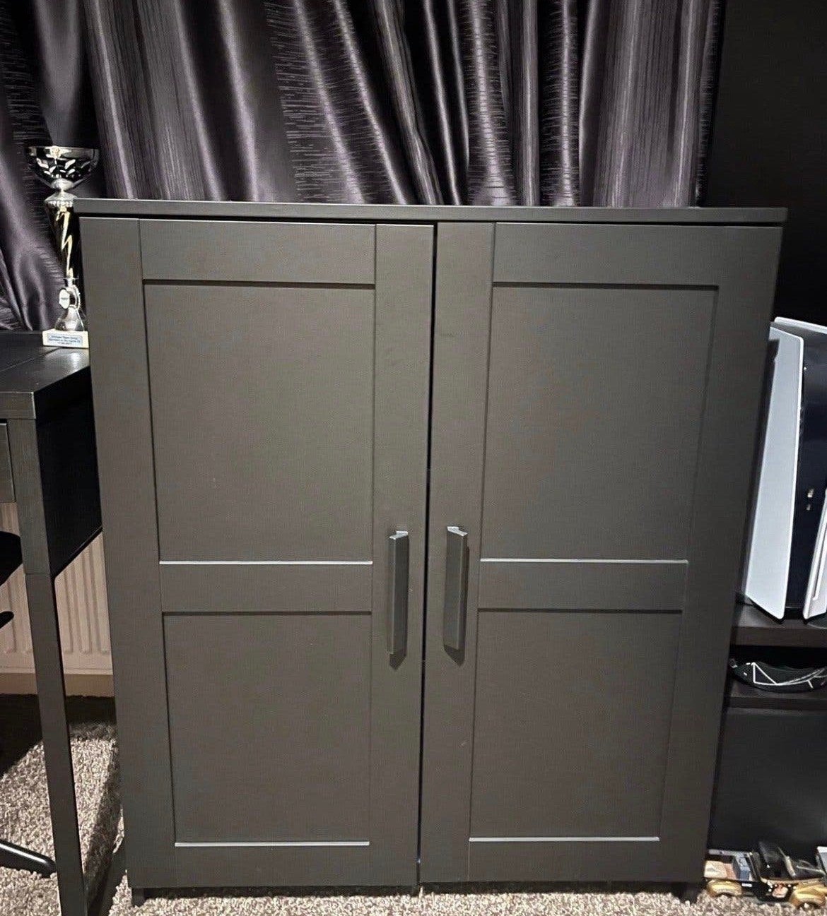 IKEA BRIMNES Kast met deuren, zwart, 78x95 cm, Ophalen, 50 tot 100 cm, Zo goed als nieuw, Minder dan 100 cm