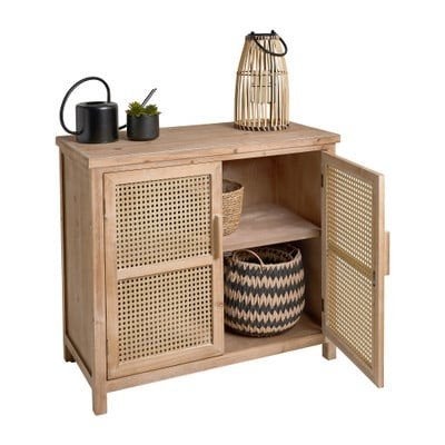 Houten kastje met rotan deuren, Ophalen, 25 tot 50 cm, Overige houtsoorten, Gebruikt
