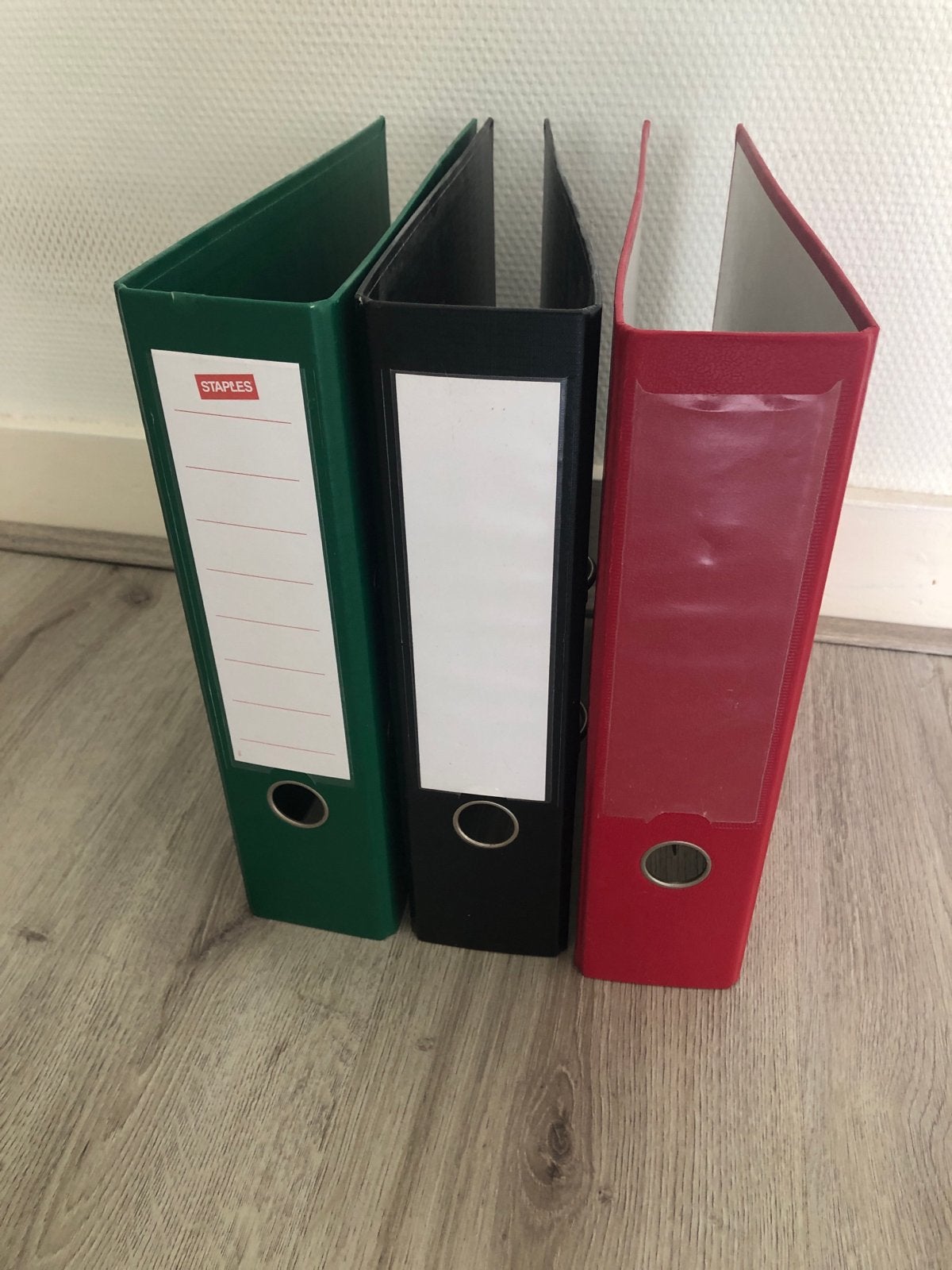 3x Gebruikte Ordners (Groen, Zwart, Rood), Ophalen, Gebruikt