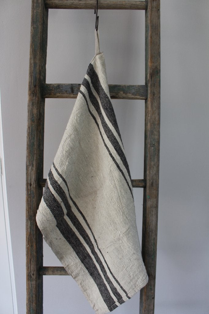 Zwaar linnen theedoek zwarte bies Nr.2 *Pronck & Praal*, Linnen, Beige, Nieuw, Theedoek of Handdoek