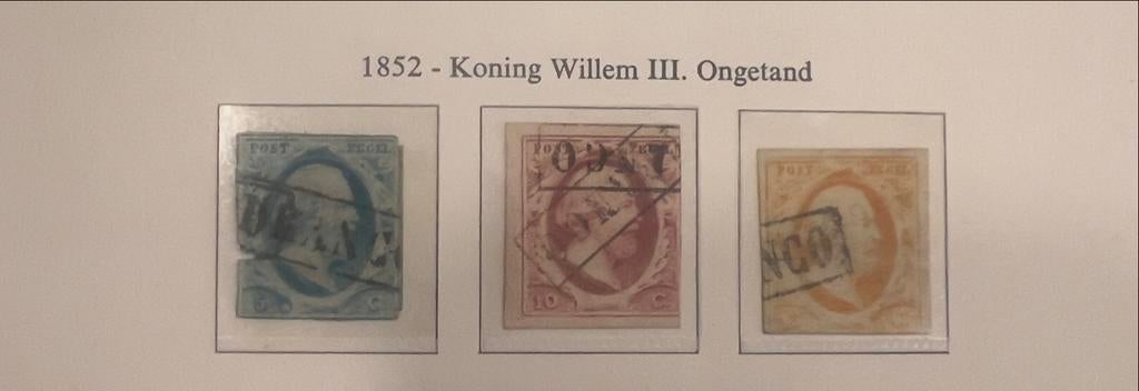 1852 - Koning Willem III. Ongetand Postzegels, Postzegels en Munten, Postzegels | Nederland, Ophalen of Verzenden, T/m 1940, Gestempeld