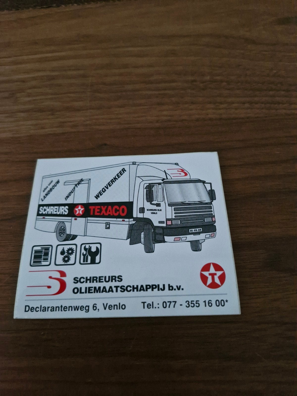662 Vintage Schreurs Texaco Sticker 12x10 cm, Verzamelen, Ophalen of Verzenden, Nieuw