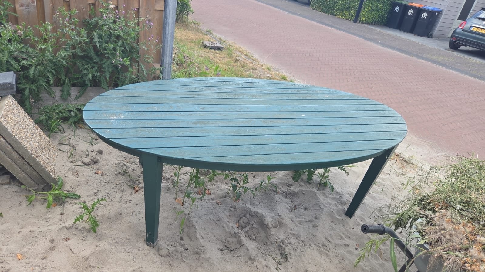 Ovale tuintafel 200 x 120 cm, Ophalen, Gebruikt, Ovaal, Hout
