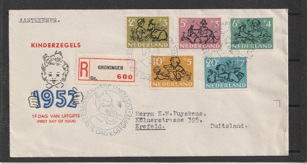 E11  1952 FDC Kinderzegels, Ophalen of Verzenden, Na 1940, Gestempeld