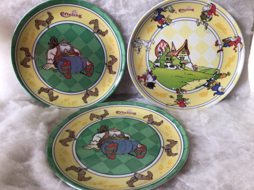 Efteling. 3 vintage melamine borden. Reus. Kabouters. 2006, Ophalen of Verzenden, Beeldje of Poppetje