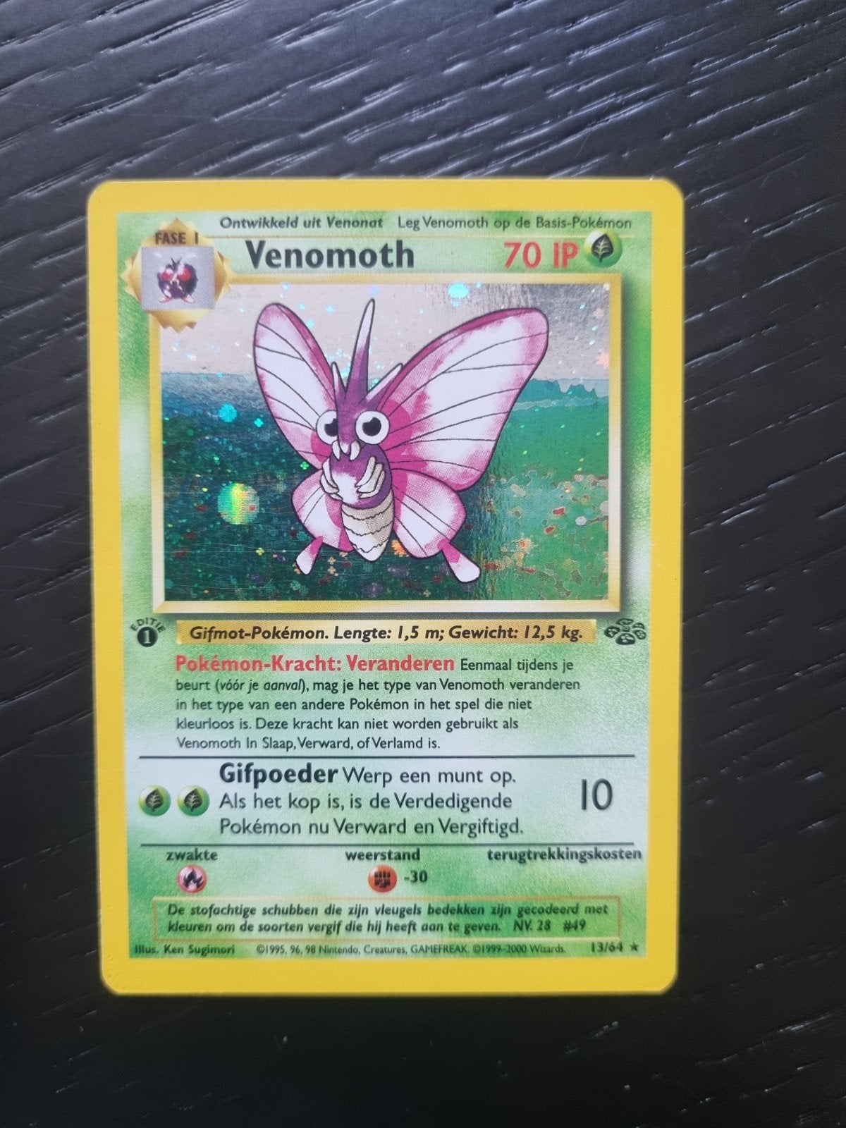 venomoth 13/64 jungle 1e editie NL, holo rare * € 30, Ophalen of Verzenden, Zo goed als nieuw, Losse kaart, Foil