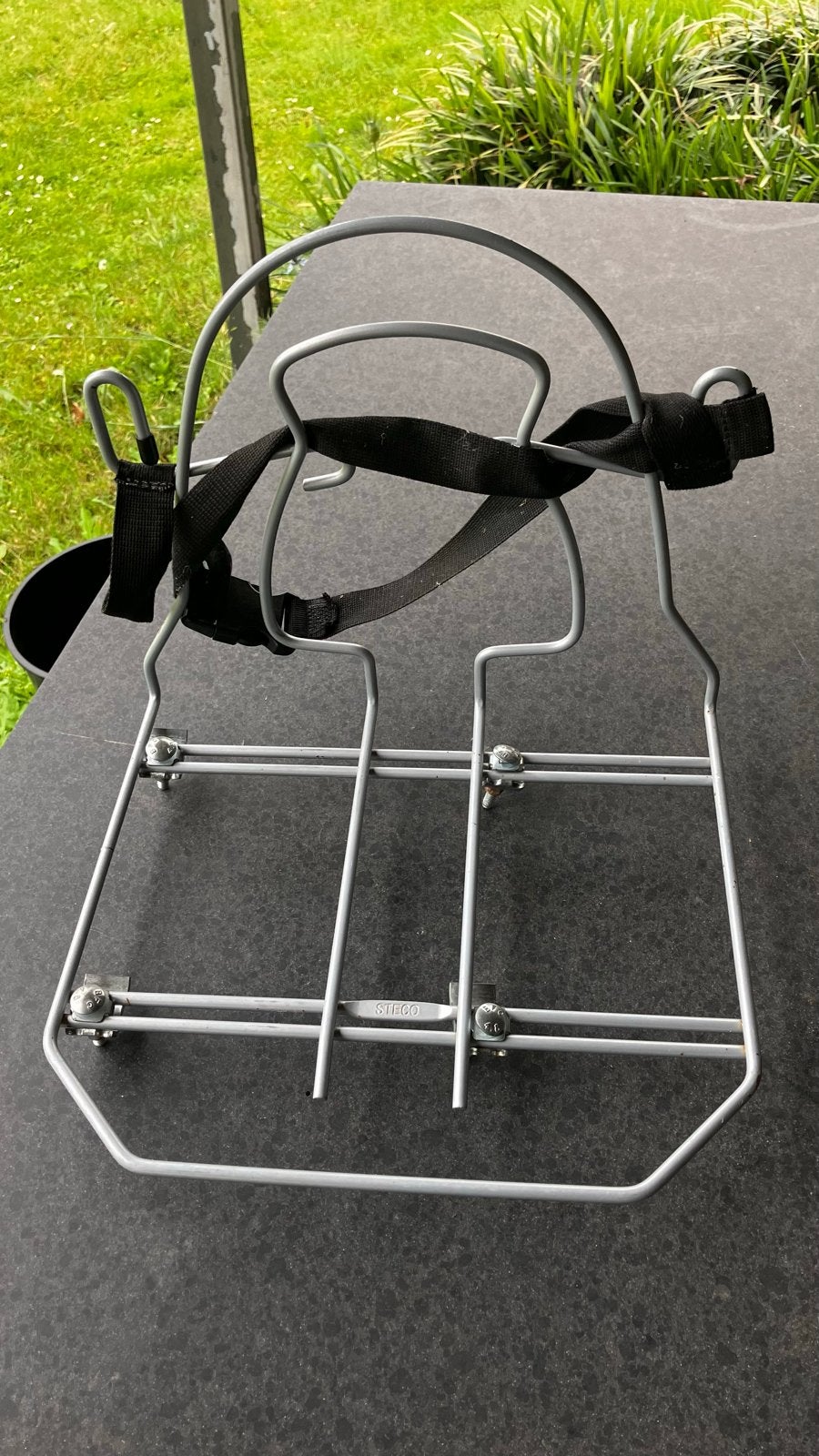 Steco zilverkleurige tasdrager voor fiets, Ophalen, Gebruikt