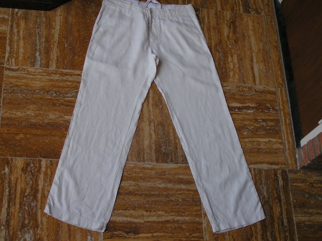 HUGO BOSS linnen broek,Mt 50 zeer goede staat, Hugo boss, Tweedehands, Maat 48/50 (M), Ophalen of Verzenden