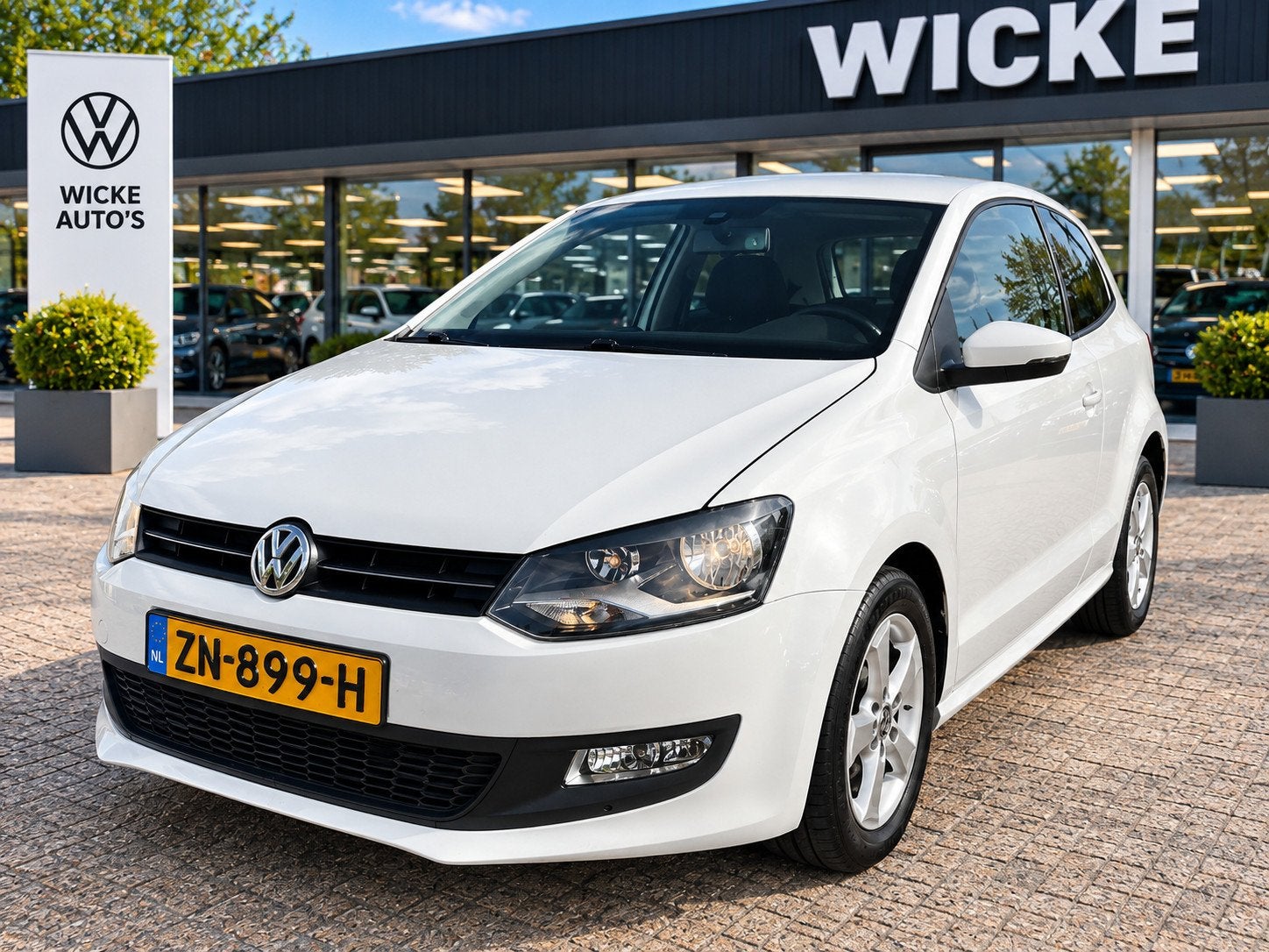 Volkswagen Polo 1.4-16V Highline DSG Automaat PDC Cruise con, Auto's, Zwart, 4 cilinders, Wit, Bedrijf