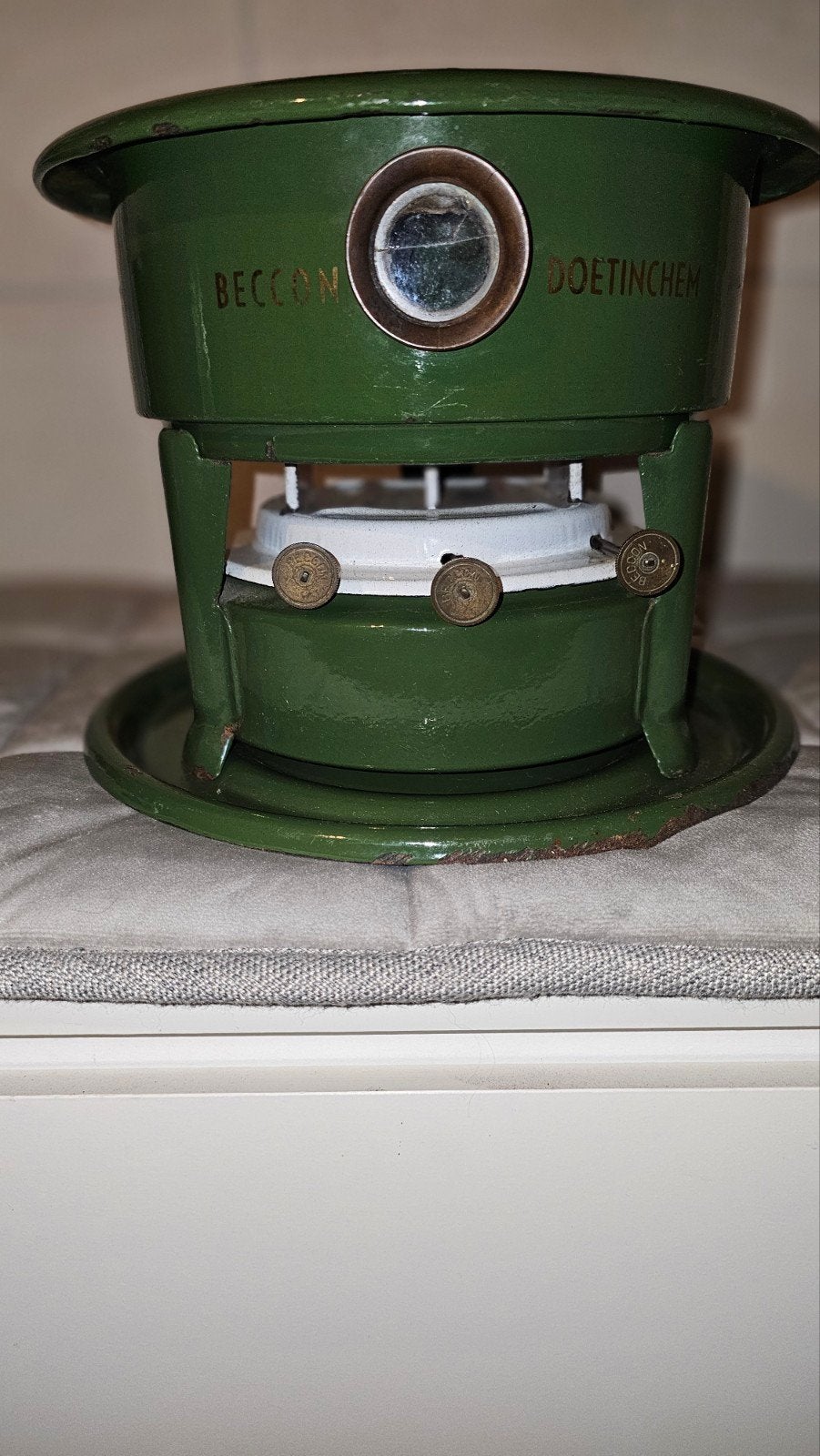 Vintage Beccon Doetinchem Petroleumstel - Groen Emaille, Ophalen