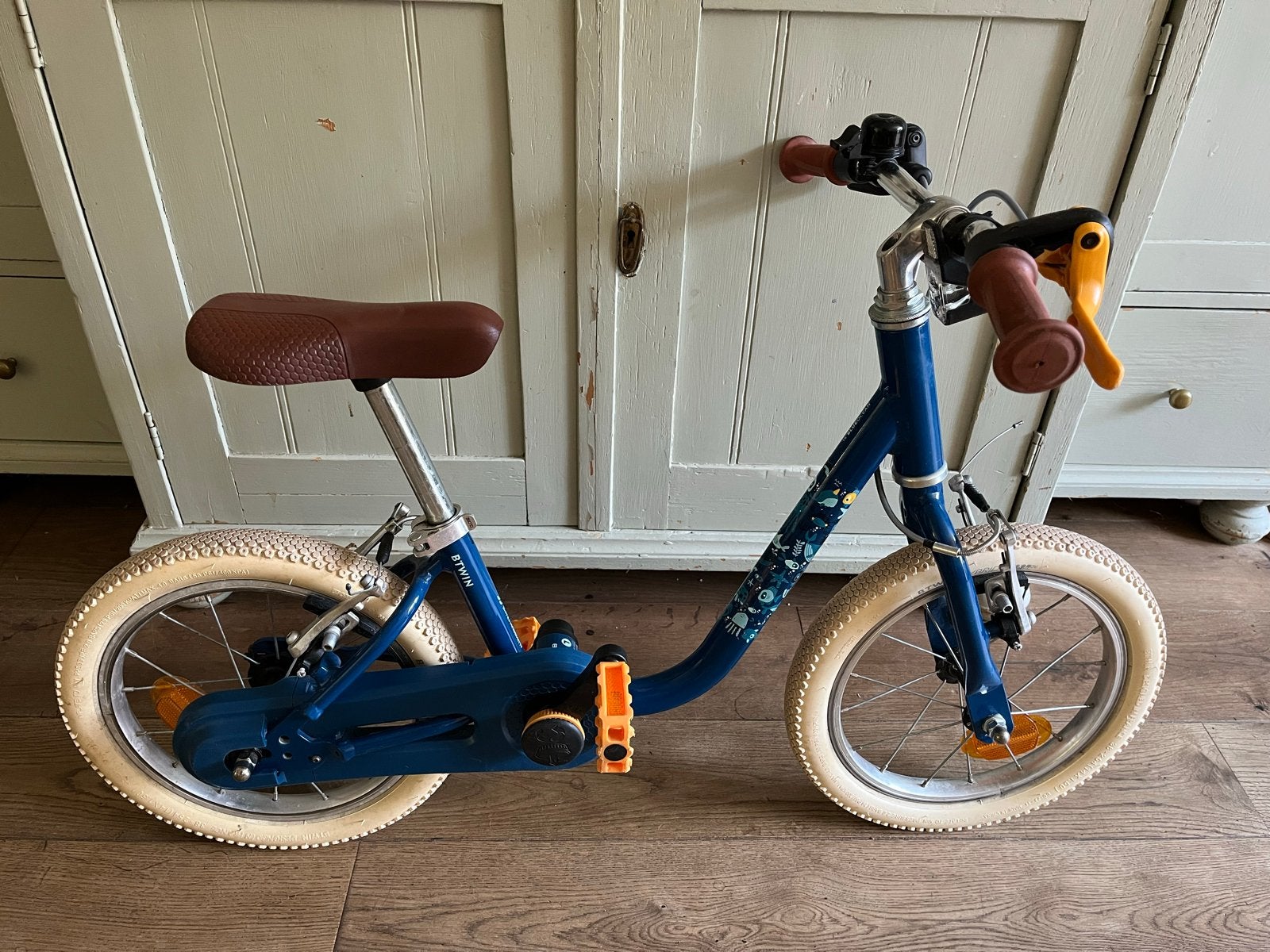 B'Twin 2-in-1 Kinderfiets/Loopfiets Discover 900 14 inch, Ophalen, Gebruikt, Velgrem, Minder dan 16 inch