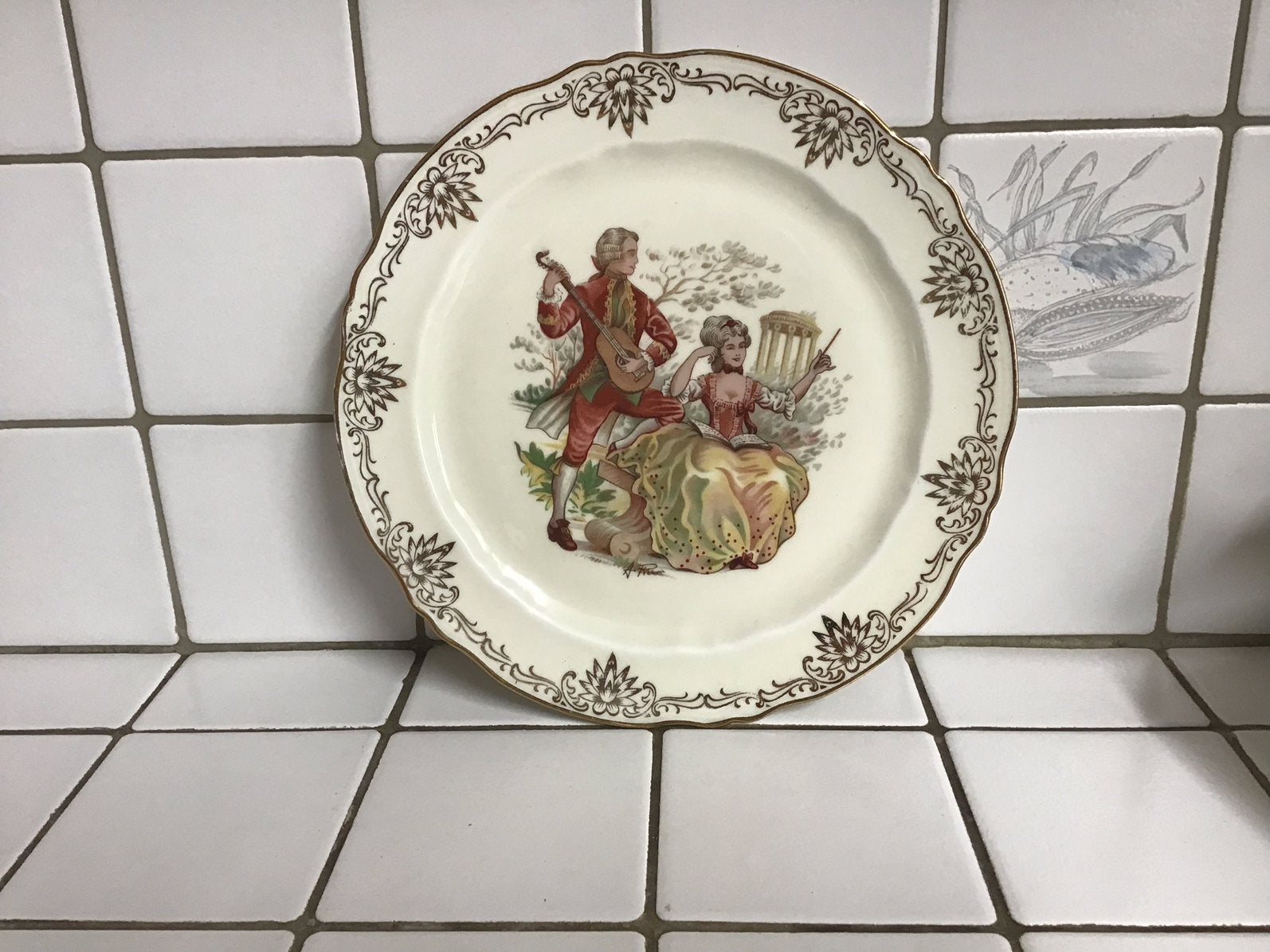 Vintage porseleinen bord Limoges Chadelaux, Antiek en Kunst, Ophalen of Verzenden