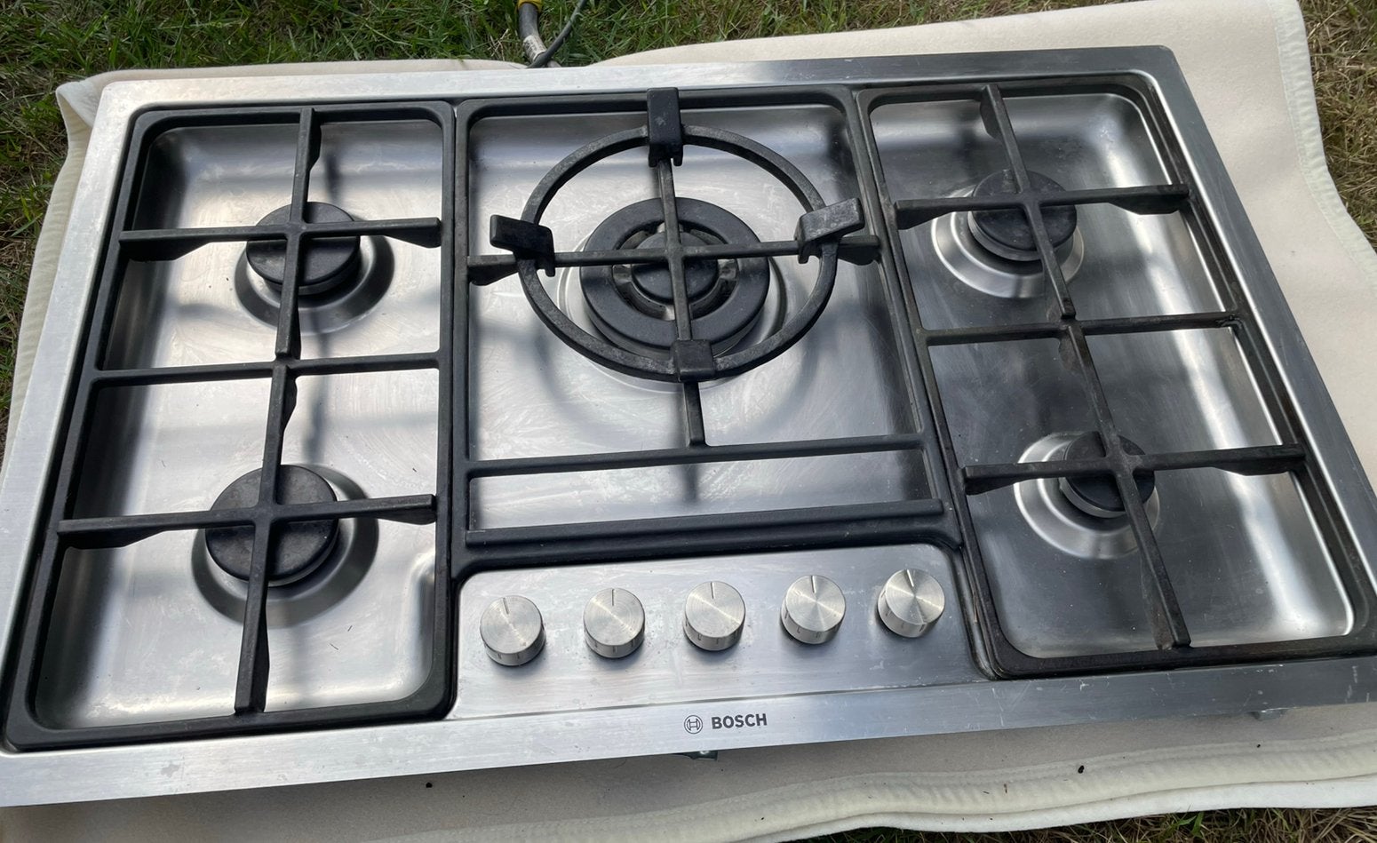 Bosch - Gas inbouwkookplaat 5 pits met wokbrander, Witgoed en Apparatuur, Fornuizen, Ophalen, Gebruikt, Minder dan 85 cm, 60 cm of meer