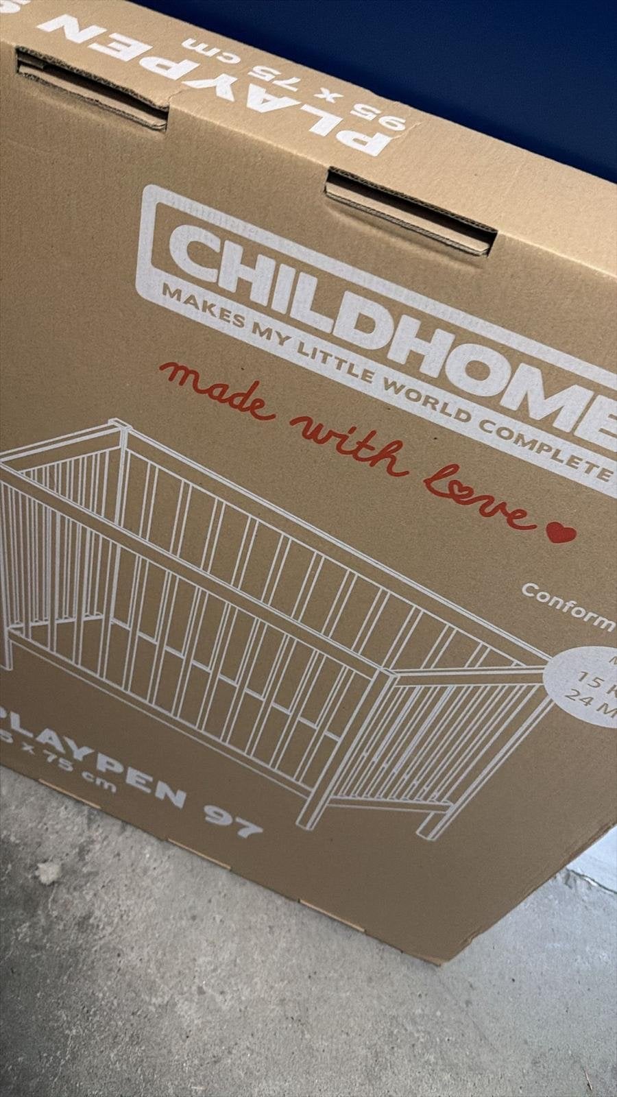 Childhome Playpen 97 - Zwart/Naturel Hout, Ophalen of Verzenden, Zo goed als nieuw, Ledikant